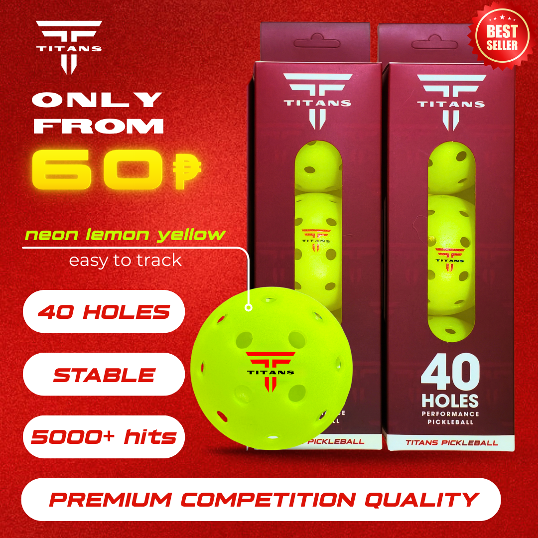 TITANS 40-hole neon lemon yellow pickleball and retail packaging